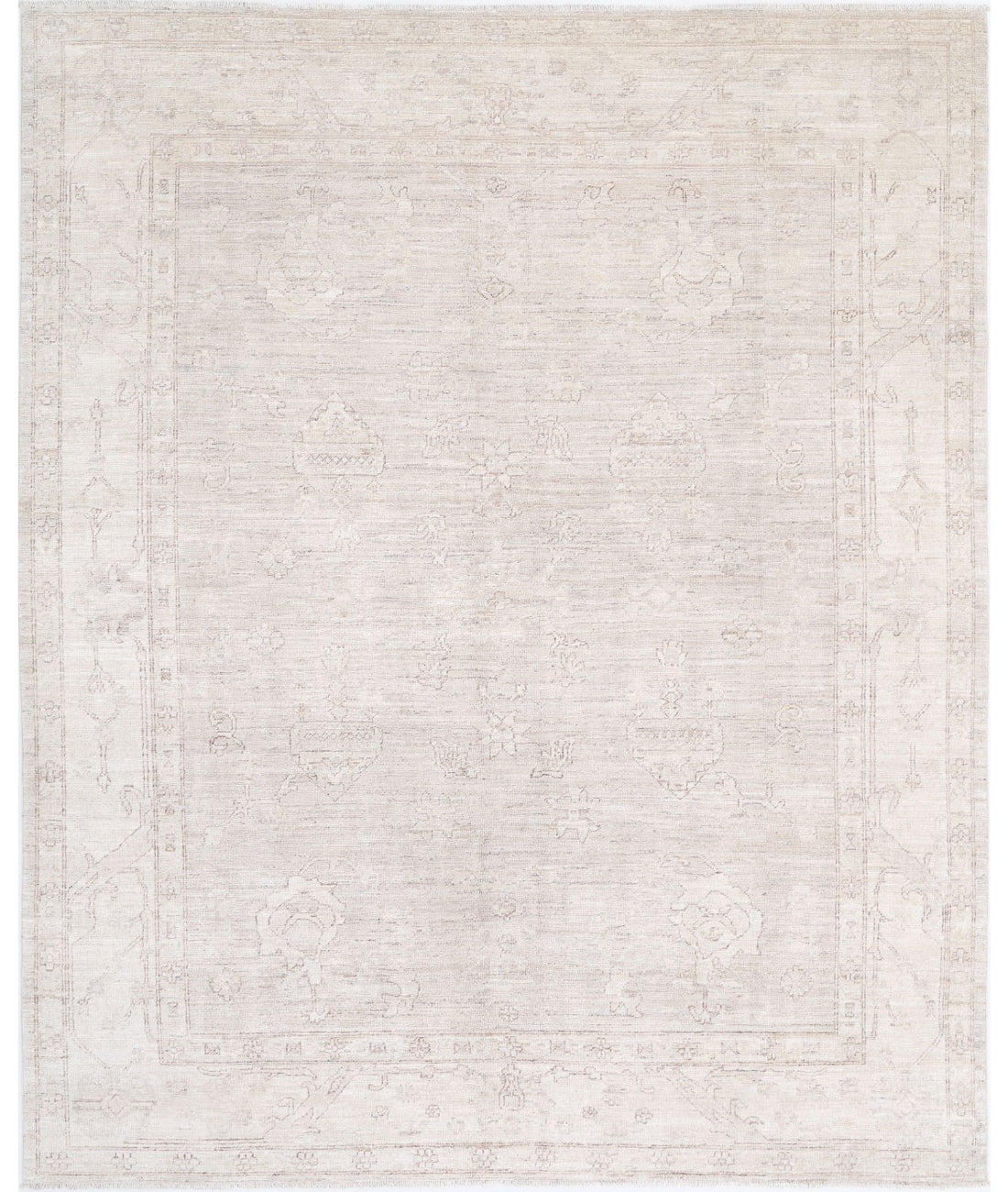 Hand Knotted Oushak Wool Rug - 8'0'' x 9'11''