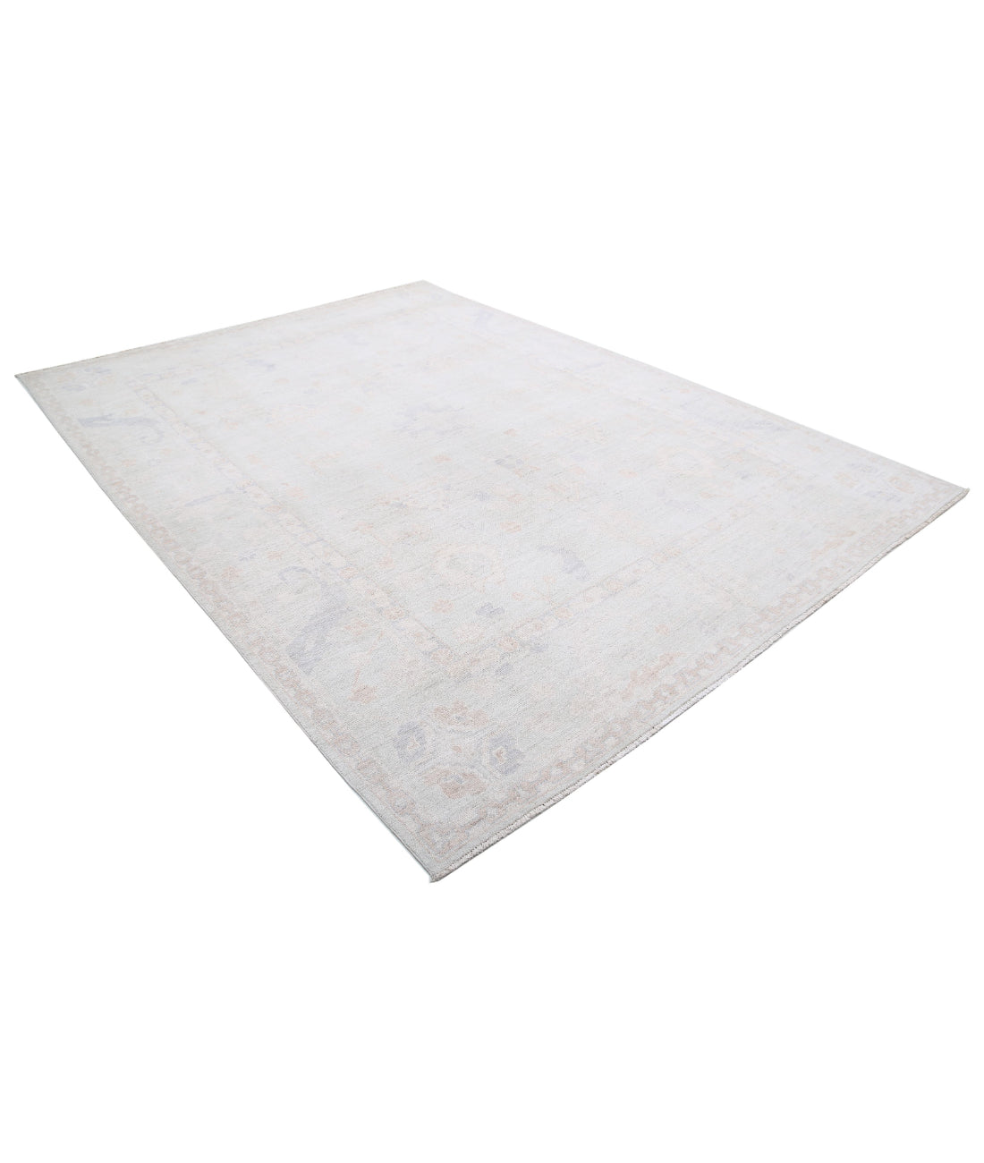 Hand Knotted Oushak Wool Rug - 7'11'' x 10'9'' 7'11'' x 10'9'' (238 X 323) / Ivory / Ivory