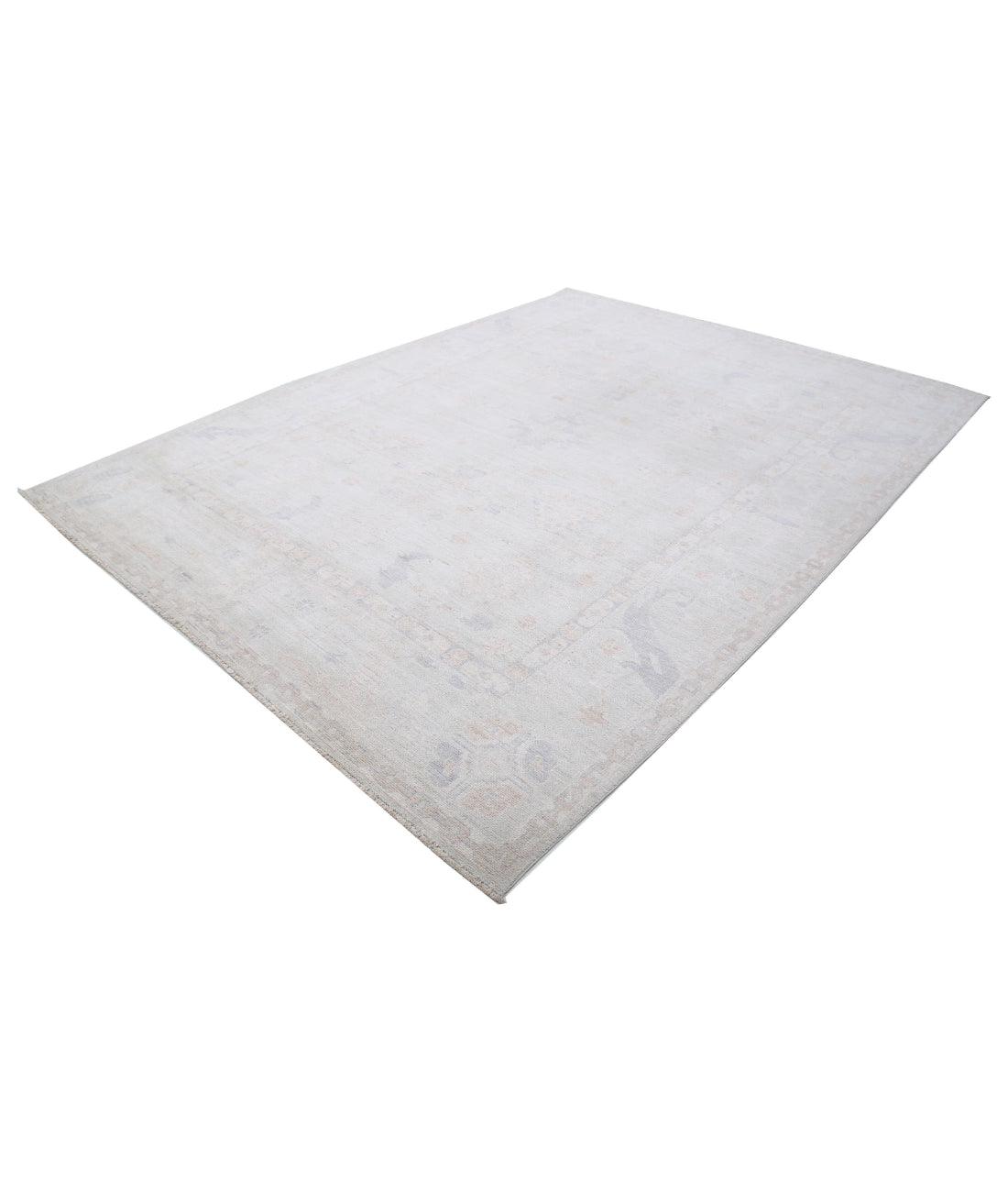 Hand Knotted Oushak Wool Rug - 7'11'' x 10'9'' 7'11'' x 10'9'' (238 X 323) / Ivory / Ivory