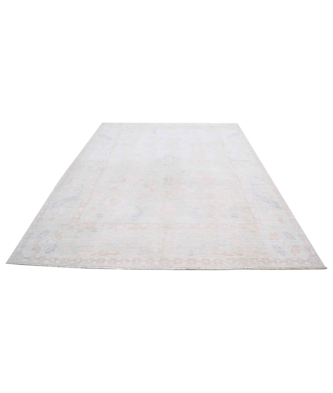 Hand Knotted Oushak Wool Rug - 7'11'' x 10'9'' 7'11'' x 10'9'' (238 X 323) / Ivory / Ivory