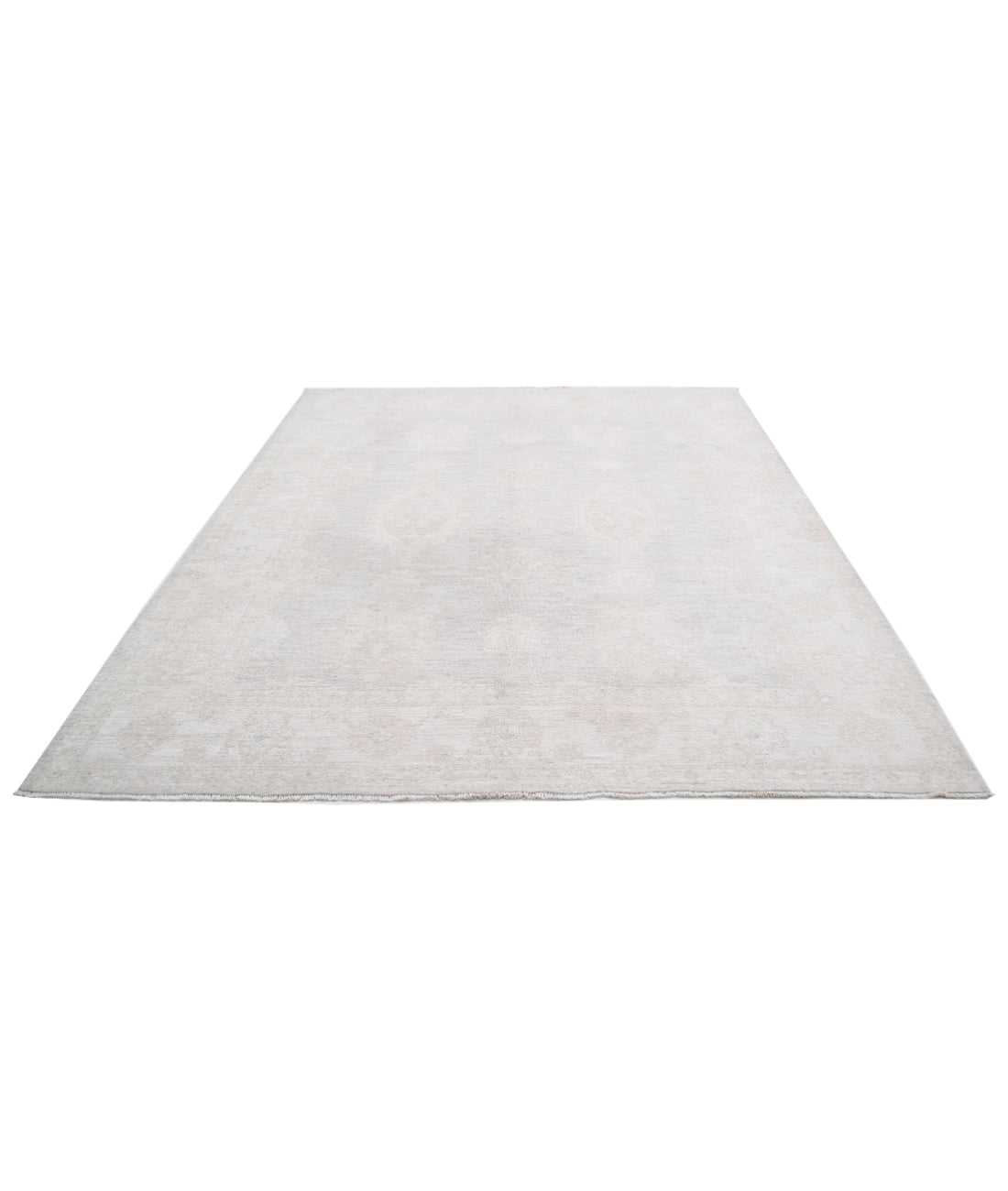 Hand Knotted Oushak Wool Rug - 7'10'' x 9'0'' 7'10'' x 9'0'' (235 X 270) / Grey / Ivory