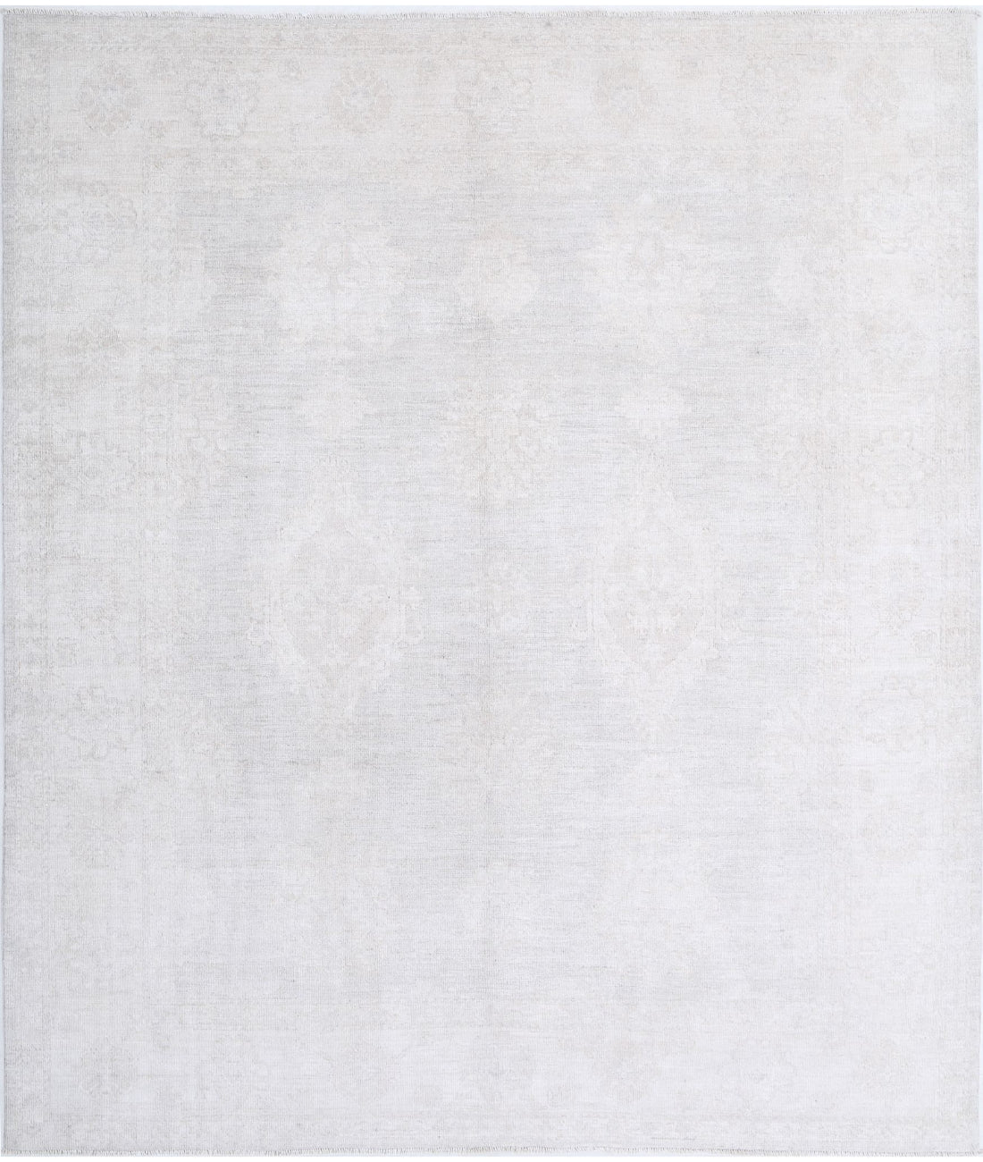 Hand Knotted Oushak Wool Rug - 7'10'' x 9'0'' 7'10'' x 9'0'' (235 X 270) / Grey / Ivory