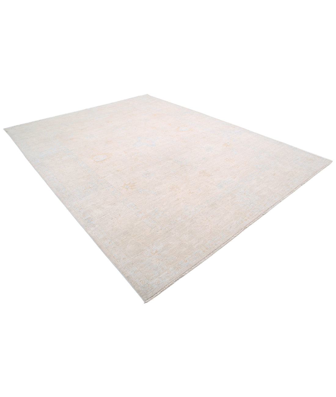 Hand Knotted Oushak Wool Rug - 8'8'' x 11'3'' 8'8'' x 11'3'' (260 X 338) / Taupe / Ivory