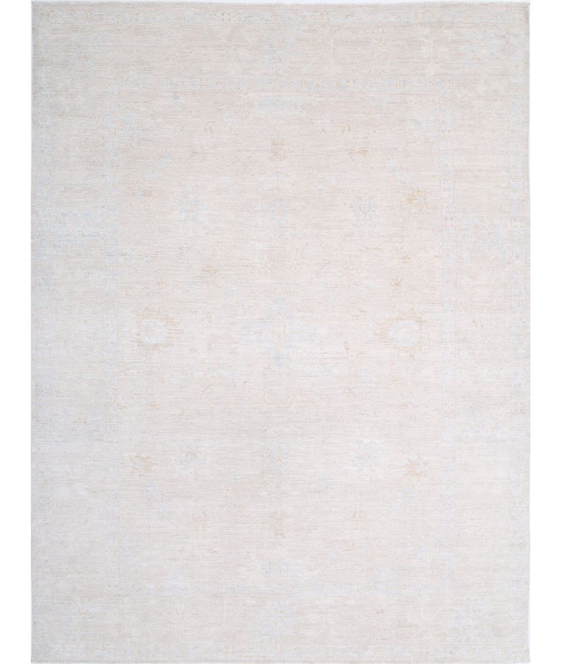 Hand Knotted Oushak Wool Rug - 8'8'' x 11'3''