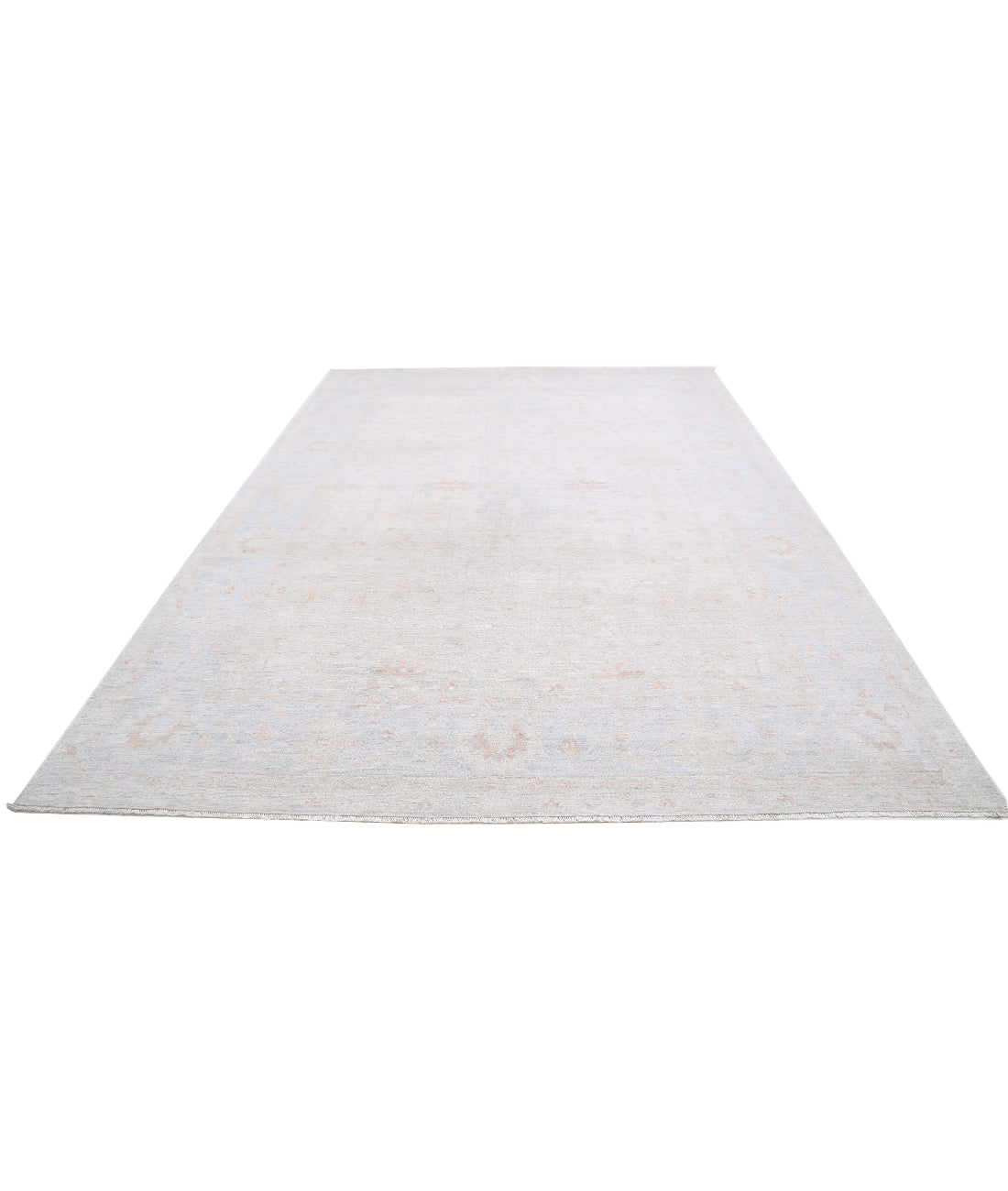 Hand Knotted Oushak Wool Rug - 8'5'' x 11'10'' 8'5'' x 11'10'' (253 X 355) / Taupe / Blue
