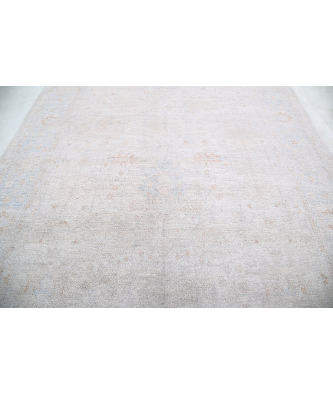 Hand Knotted Oushak Wool Rug - 8'5'' x 11'10'' 8'5'' x 11'10'' (253 X 355) / Taupe / Blue