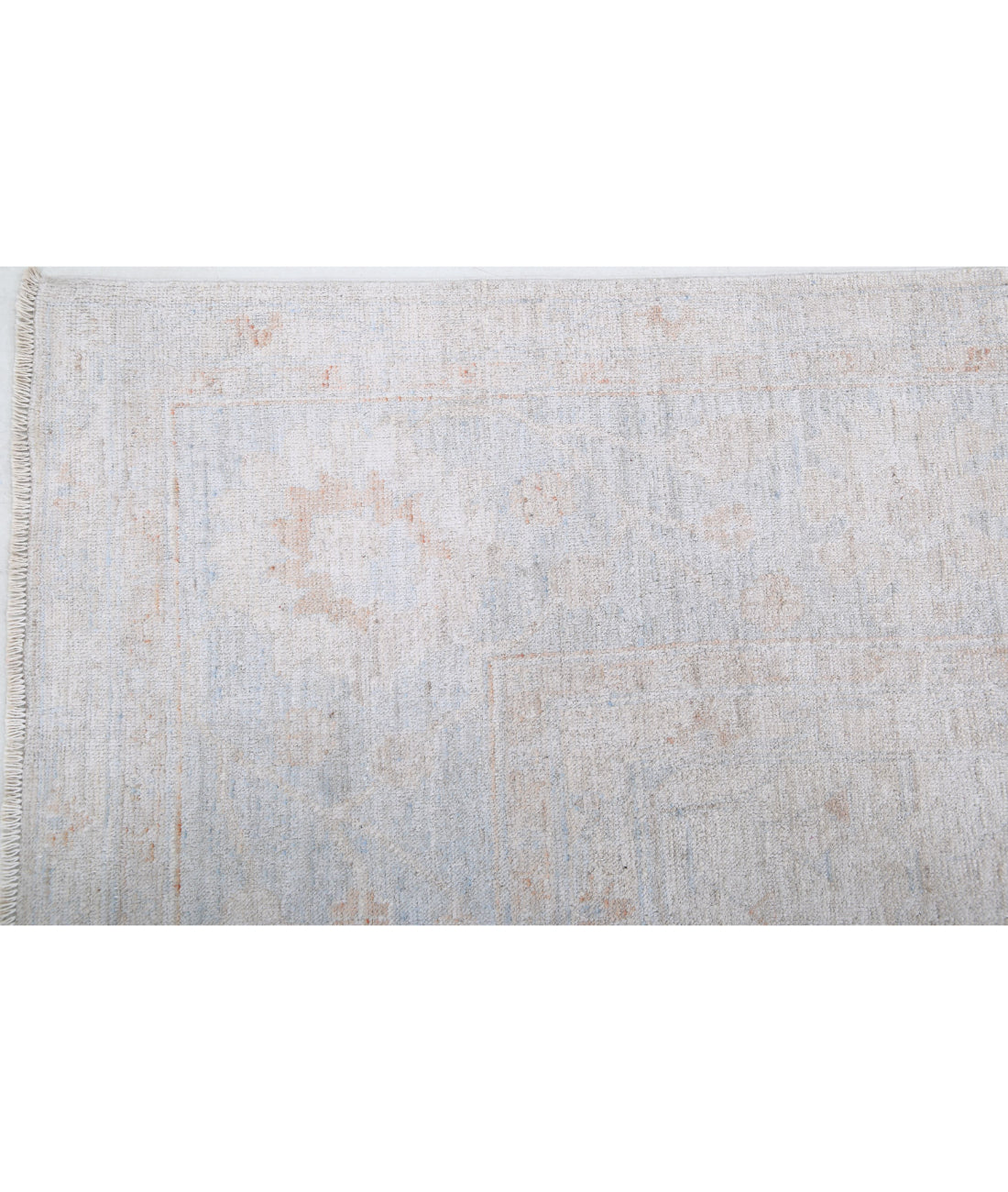 Hand Knotted Oushak Wool Rug - 8'5'' x 11'10'' 8'5'' x 11'10'' (253 X 355) / Taupe / Blue