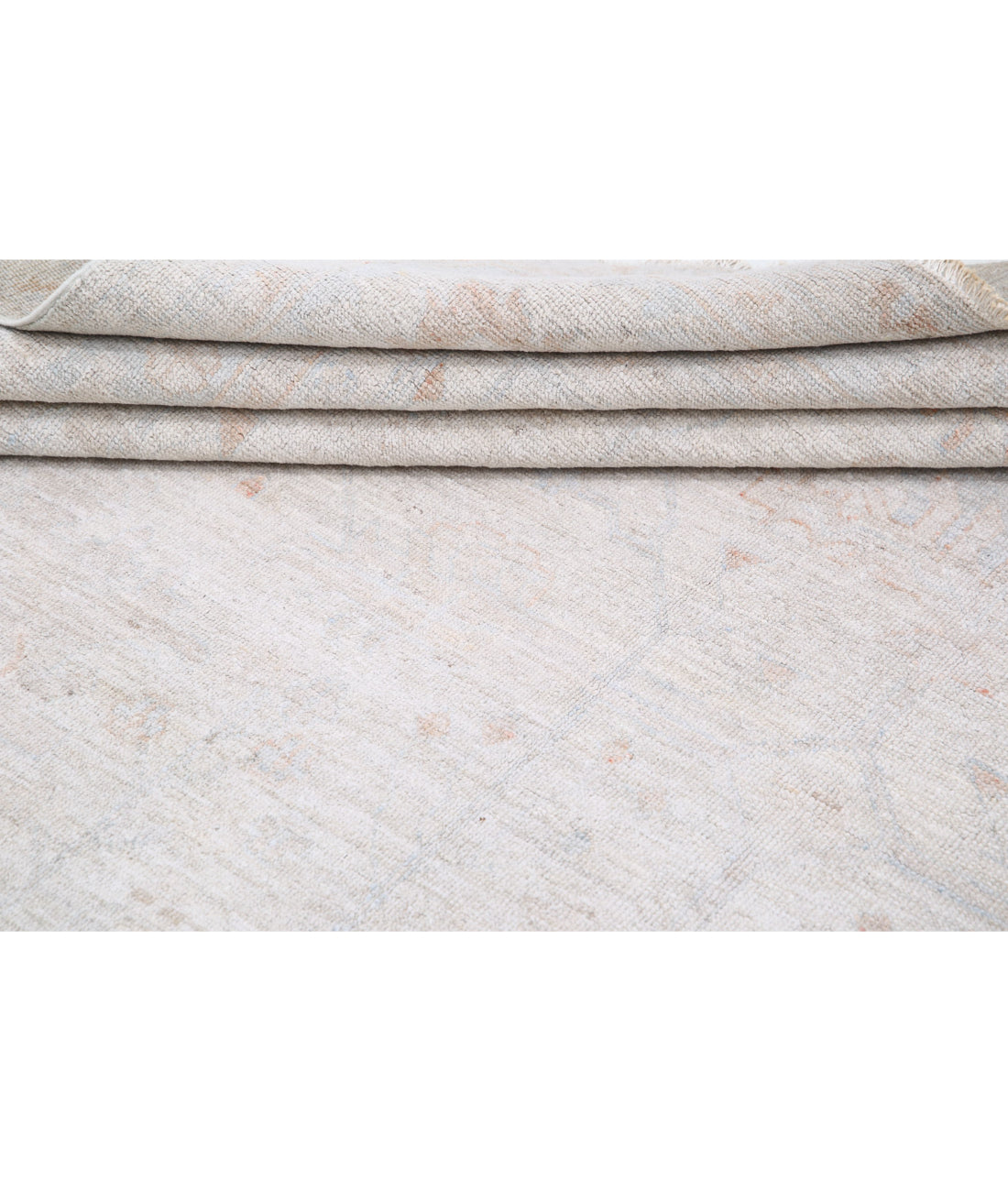 Hand Knotted Oushak Wool Rug - 8'5'' x 11'10'' 8'5'' x 11'10'' (253 X 355) / Taupe / Blue