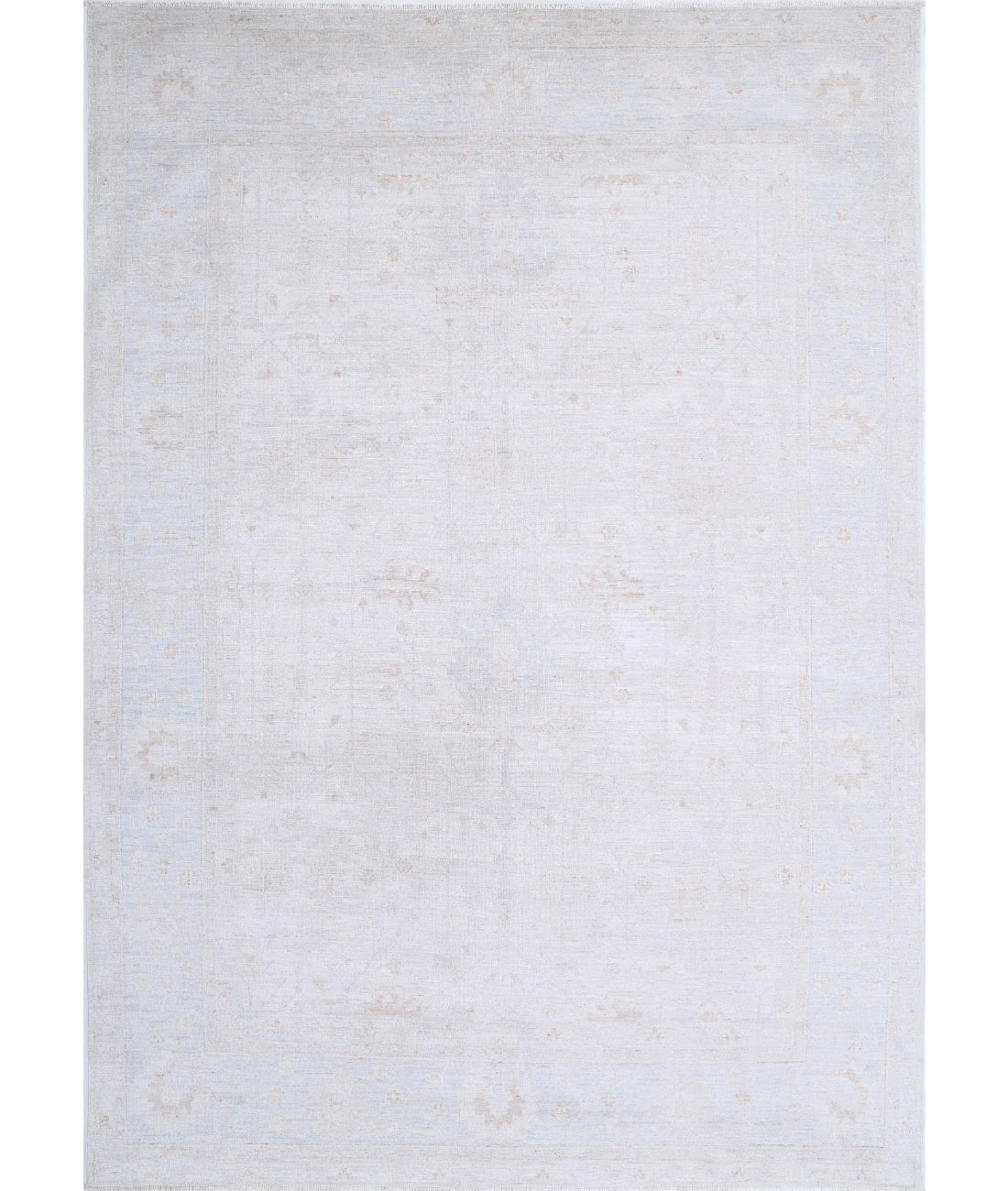 Hand Knotted Oushak Wool Rug - 8&#39;5&#39;&#39; x 11&#39;10&#39;&#39; 8&#39;5&#39;&#39; x 11&#39;10&#39;&#39; (253 X 355) / Taupe / Blue