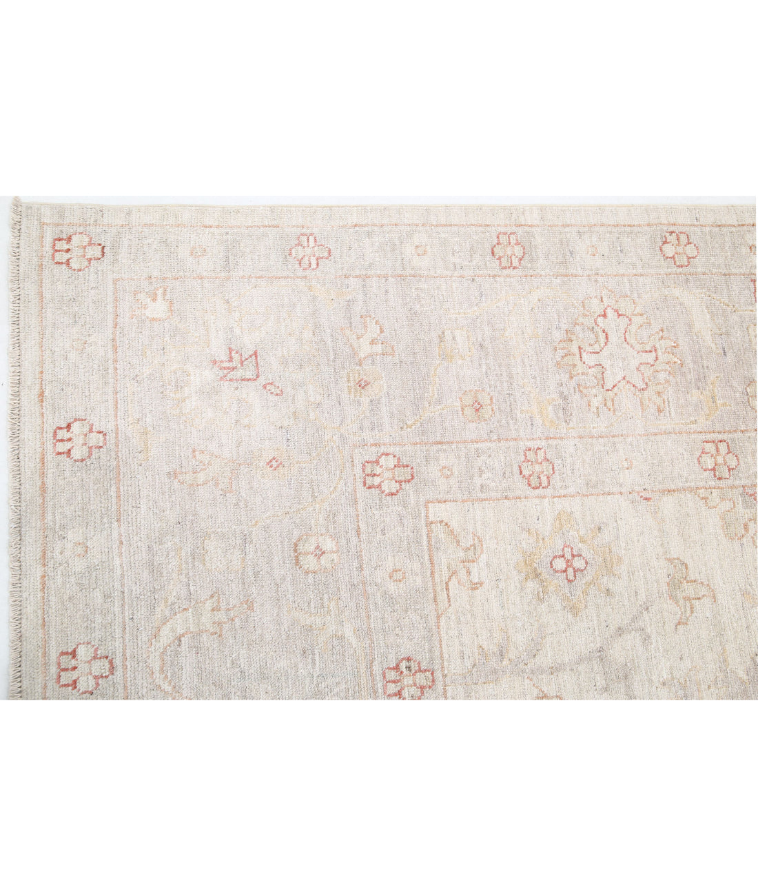 Hand Knotted Oushak Wool Rug - 8'10'' x 11'11'' 8'10'' x 11'11'' (265 X 358) / Ivory / Grey
