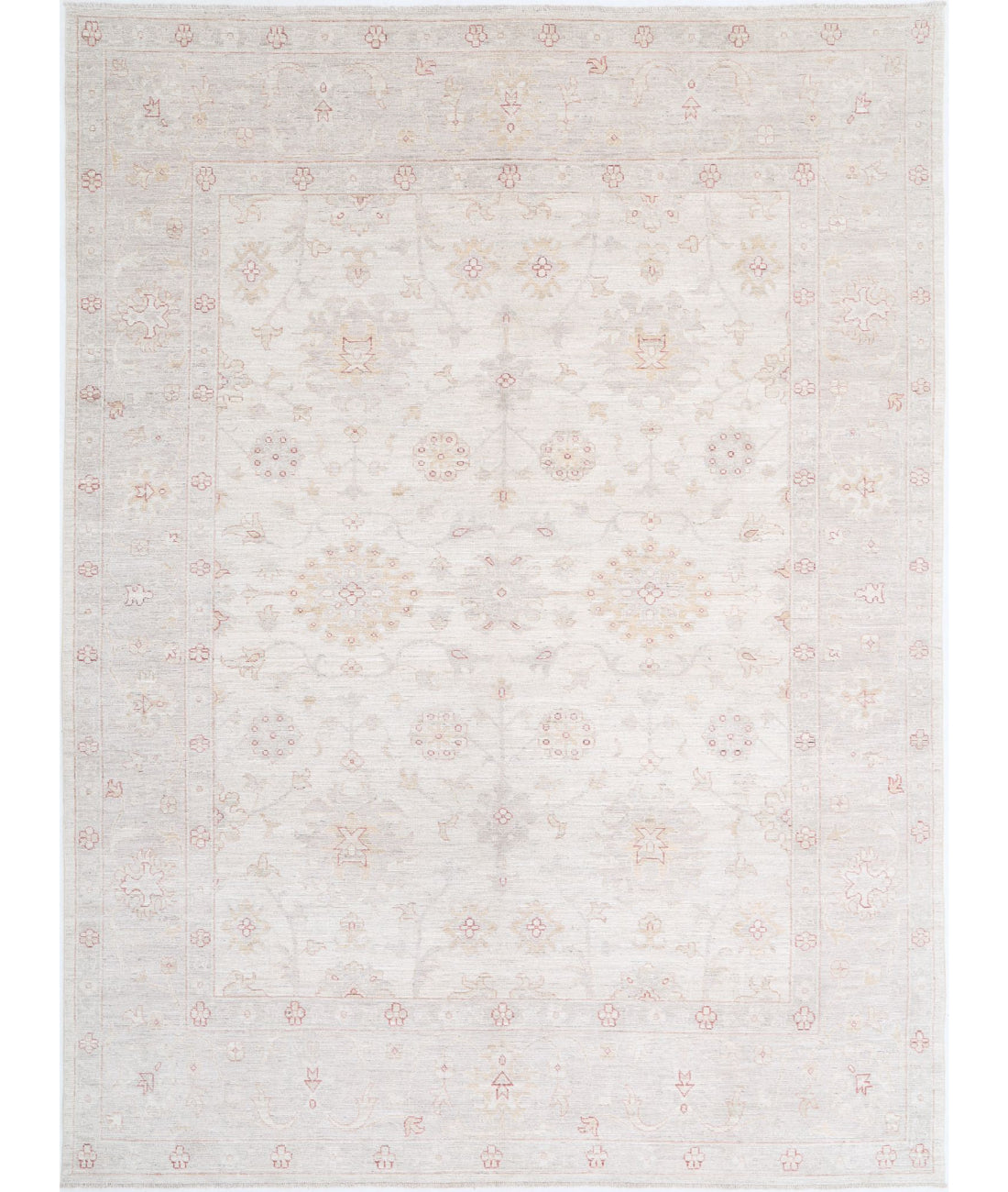 Hand Knotted Oushak Wool Rug - 8'10'' x 11'11''