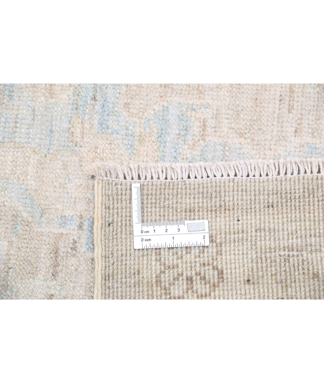 Hand Knotted Oushak Wool Rug - 8'8'' x 11'7'' 8'8'' x 11'7'' (260 X 348) / Ivory / Blue