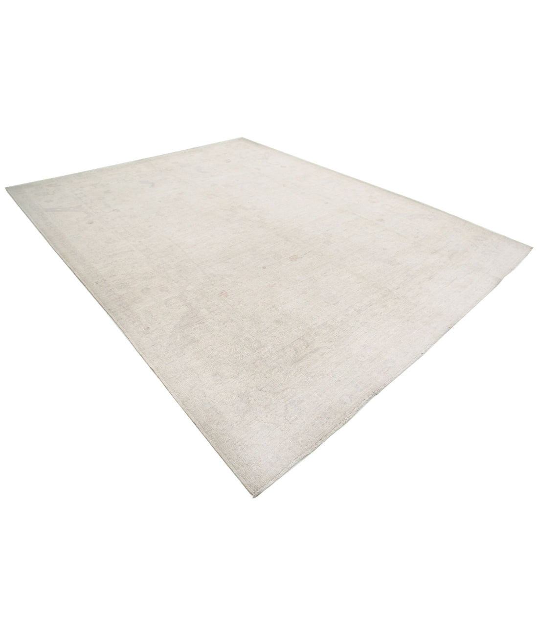 Hand Knotted Oushak Wool Rug - 9'1'' x 11'9'' 9'1'' x 11'9'' (273 X 353) / Grey / Ivory