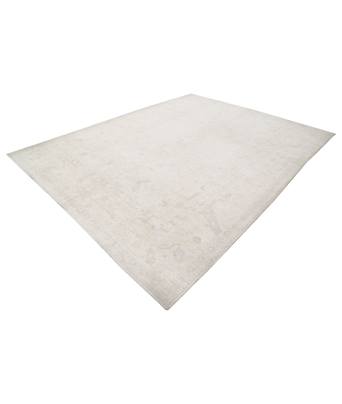 Hand Knotted Oushak Wool Rug - 9'1'' x 11'9'' 9'1'' x 11'9'' (273 X 353) / Grey / Ivory