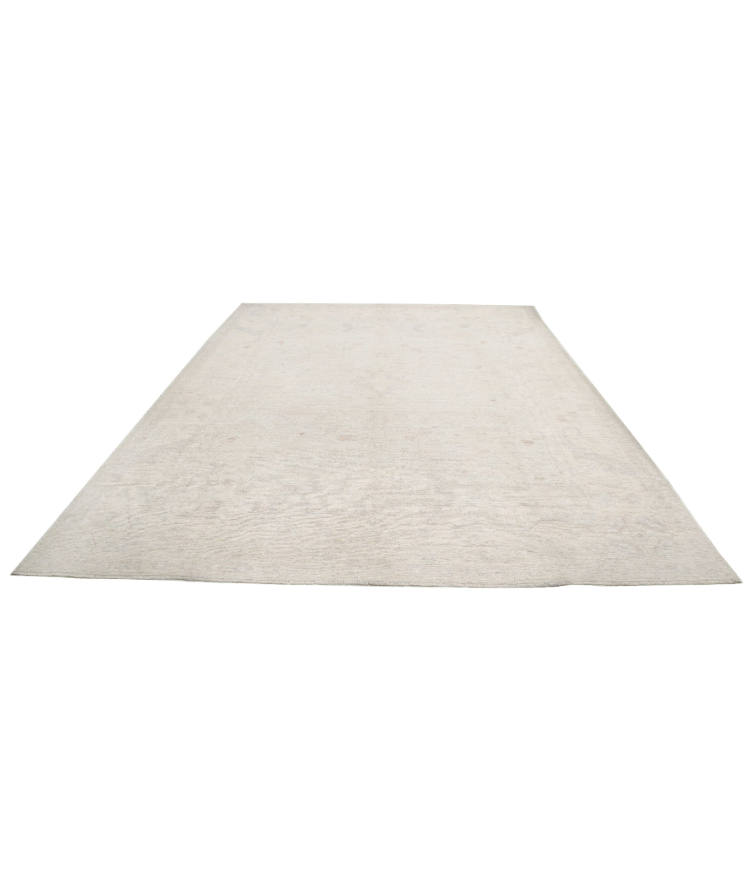 Hand Knotted Oushak Wool Rug - 9'1'' x 11'9'' 9'1'' x 11'9'' (273 X 353) / Grey / Ivory