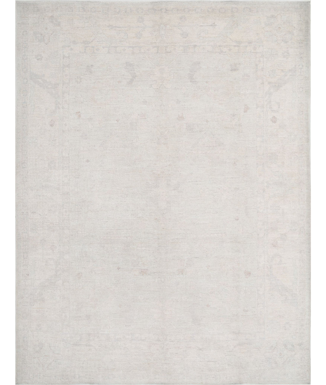 Hand Knotted Oushak Wool Rug - 9&#39;1&#39;&#39; x 11&#39;9&#39;&#39; 9&#39;1&#39;&#39; x 11&#39;9&#39;&#39; (273 X 353) / Grey / Ivory