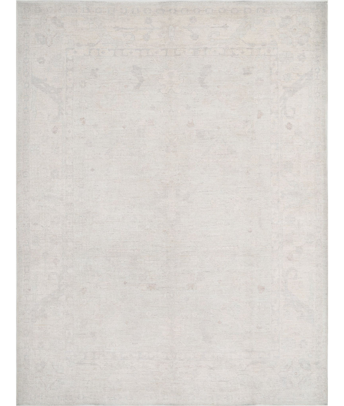 Hand Knotted Oushak Wool Rug - 9'1'' x 11'9''