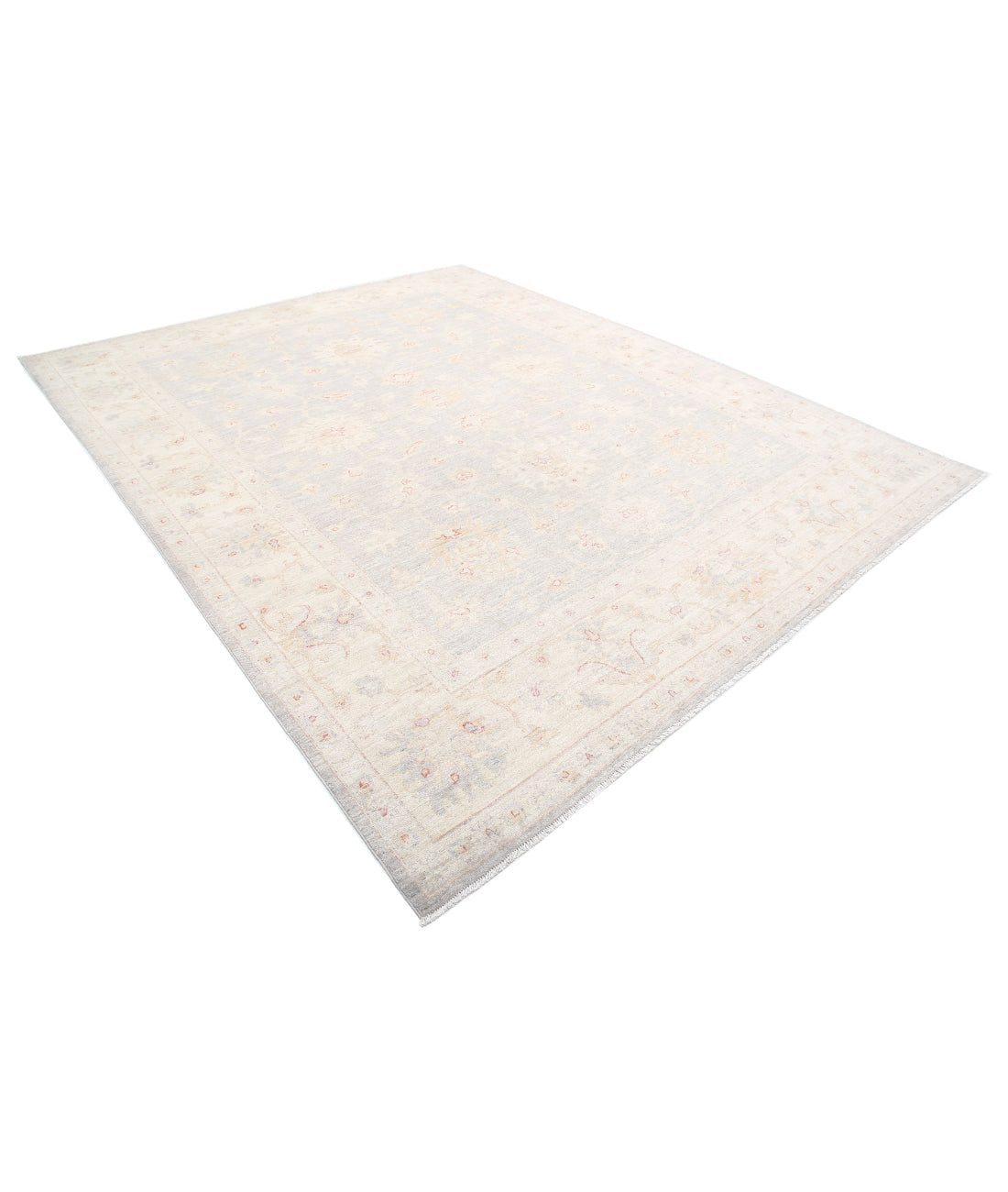 Hand Knotted Oushak Wool Rug - 9'0'' x 11'4'' 9'0'' x 11'4'' (270 X 340) / Grey / Ivory