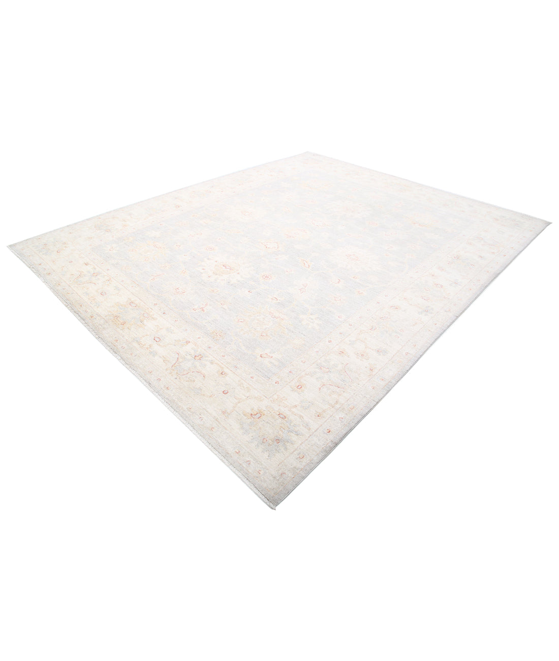 Hand Knotted Oushak Wool Rug - 9'0'' x 11'4'' 9'0'' x 11'4'' (270 X 340) / Grey / Ivory