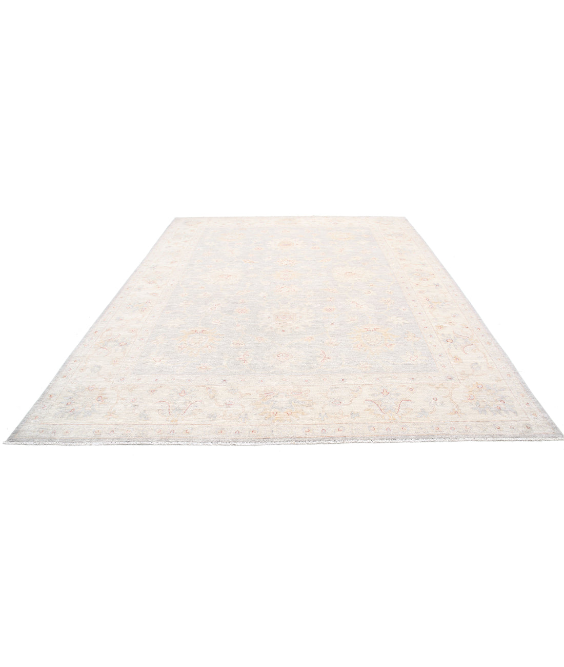 Hand Knotted Oushak Wool Rug - 9'0'' x 11'4'' 9'0'' x 11'4'' (270 X 340) / Grey / Ivory