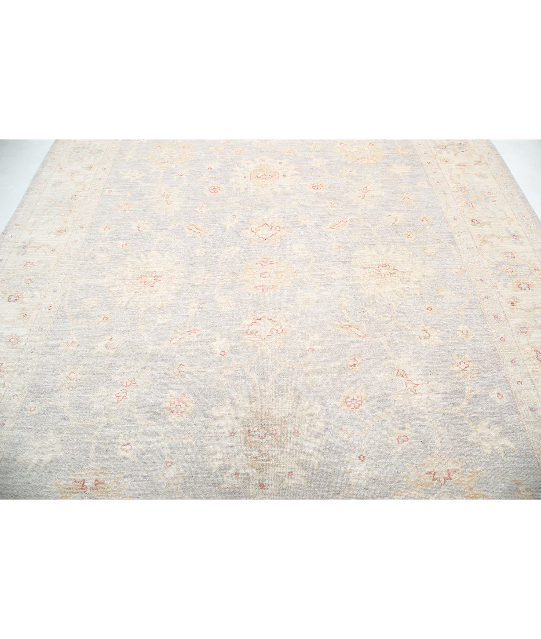 Hand Knotted Oushak Wool Rug - 9'0'' x 11'4'' 9'0'' x 11'4'' (270 X 340) / Grey / Ivory