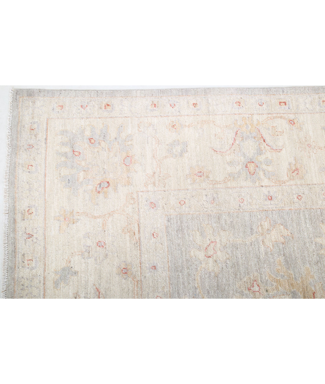 Hand Knotted Oushak Wool Rug - 9'0'' x 11'4'' 9'0'' x 11'4'' (270 X 340) / Grey / Ivory