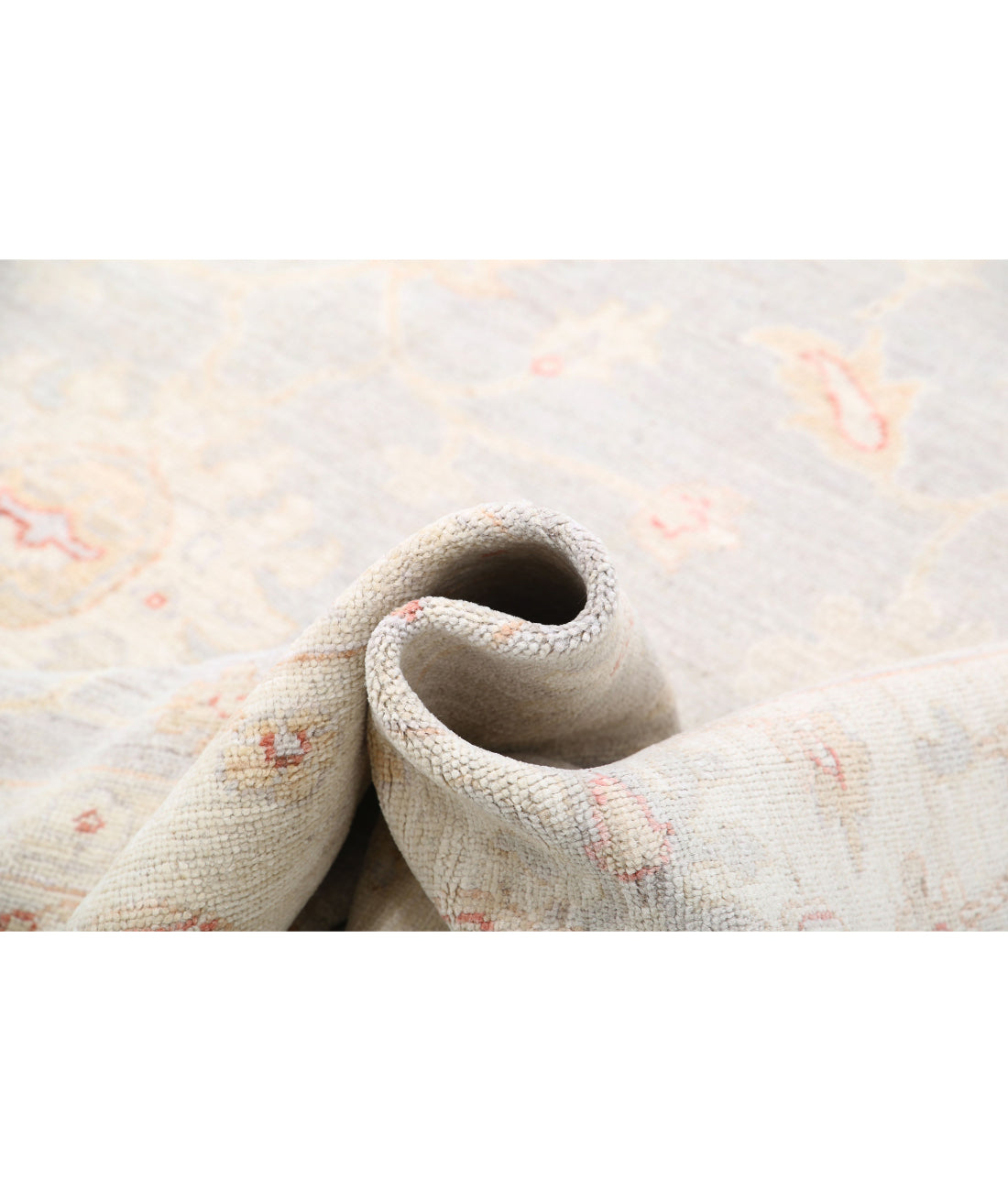 Hand Knotted Oushak Wool Rug - 9'0'' x 11'4'' 9'0'' x 11'4'' (270 X 340) / Grey / Ivory