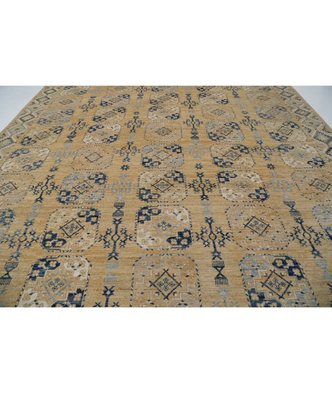 Hand Knotted Oushak Wool Rug - 12'10'' x 17'2'' 12'10'' x 17'2'' (385 X 515) / Gold / Blue