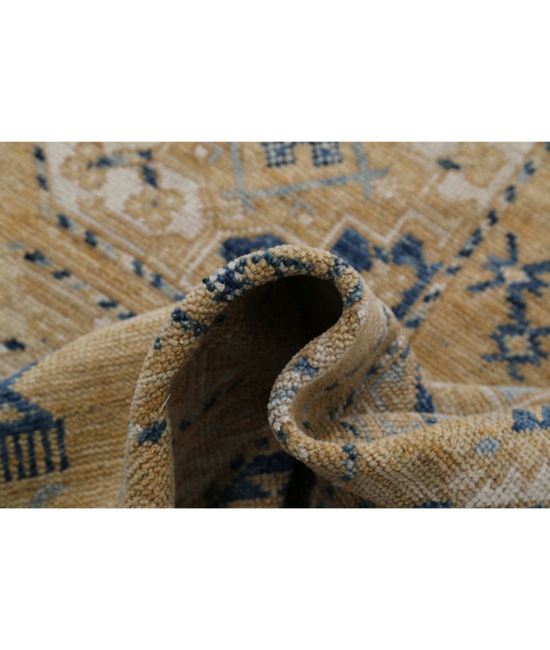 Hand Knotted Oushak Wool Rug - 12'10'' x 17'2'' 12'10'' x 17'2'' (385 X 515) / Gold / Blue