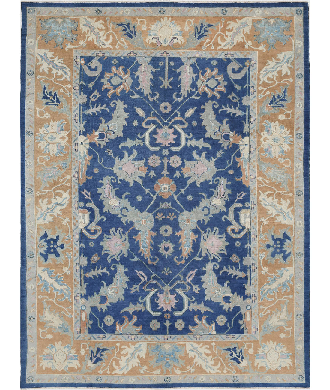 Hand Knotted Oushak Wool Rug - 9'11'' x 13'3''
