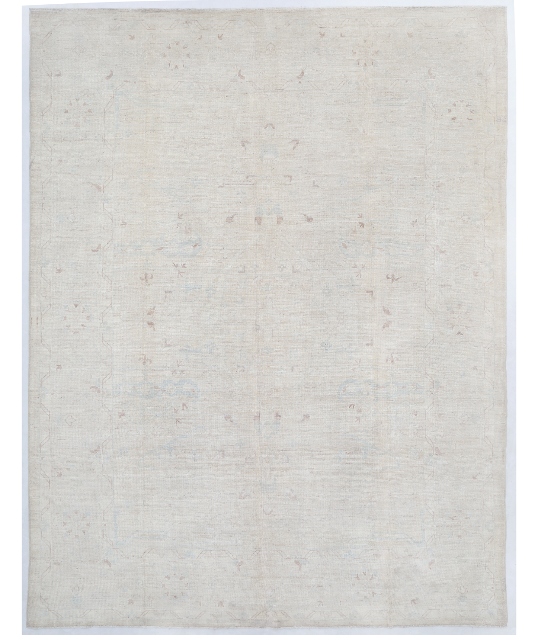 Hand Knotted Oushak Wool Rug 8' 1" X 10' 9" 8' 1" X 10' 9" (246 X 328) / Ivory / Ivory