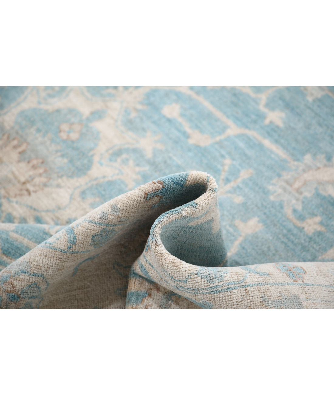 Hand Knotted Oushak Wool Rug - 7'11'' x 9'5'' 7'11'' x 9'5'' (238 X 283) / Green / Ivory