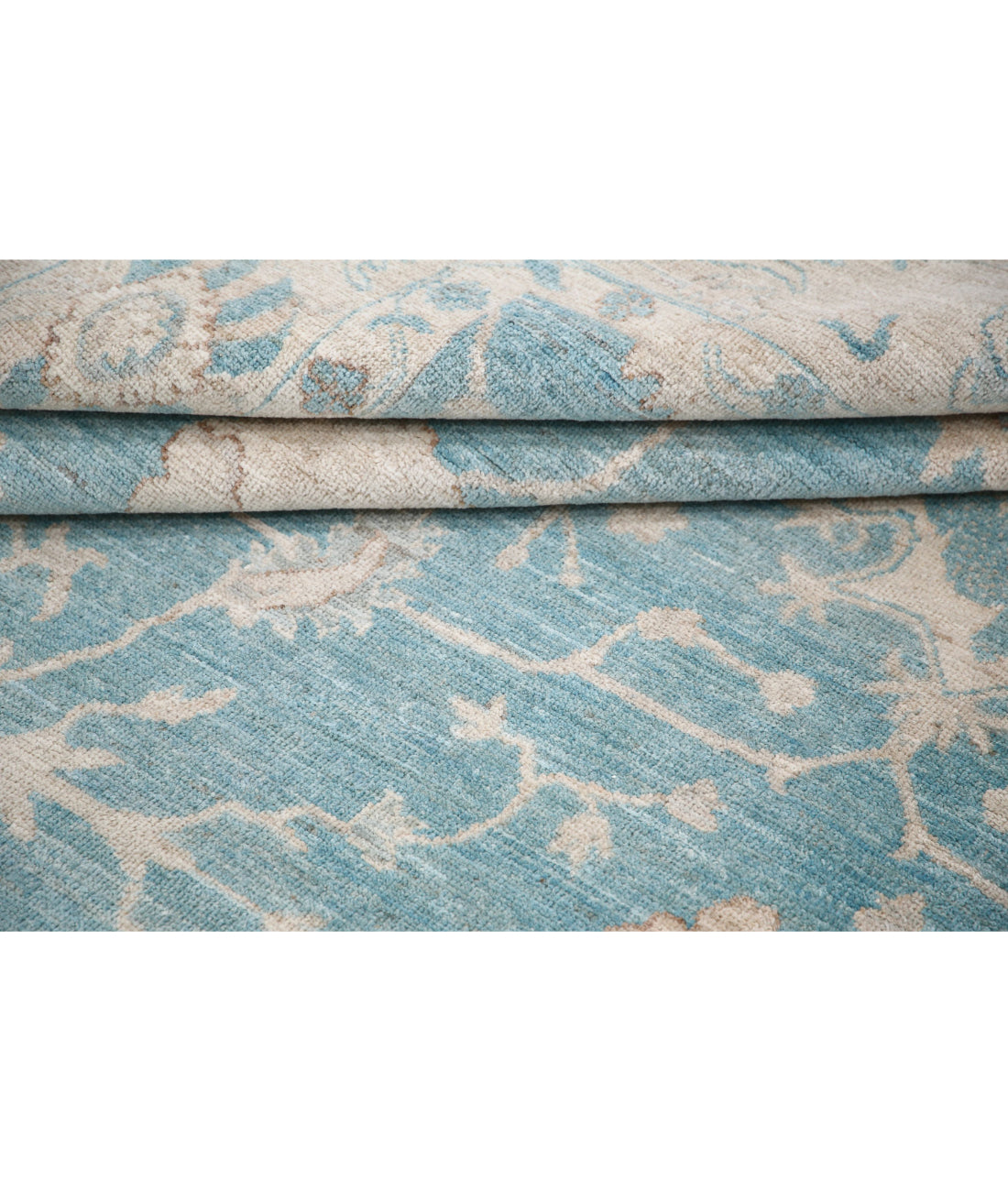 Hand Knotted Oushak Wool Rug - 7'11'' x 9'5'' 7'11'' x 9'5'' (238 X 283) / Green / Ivory