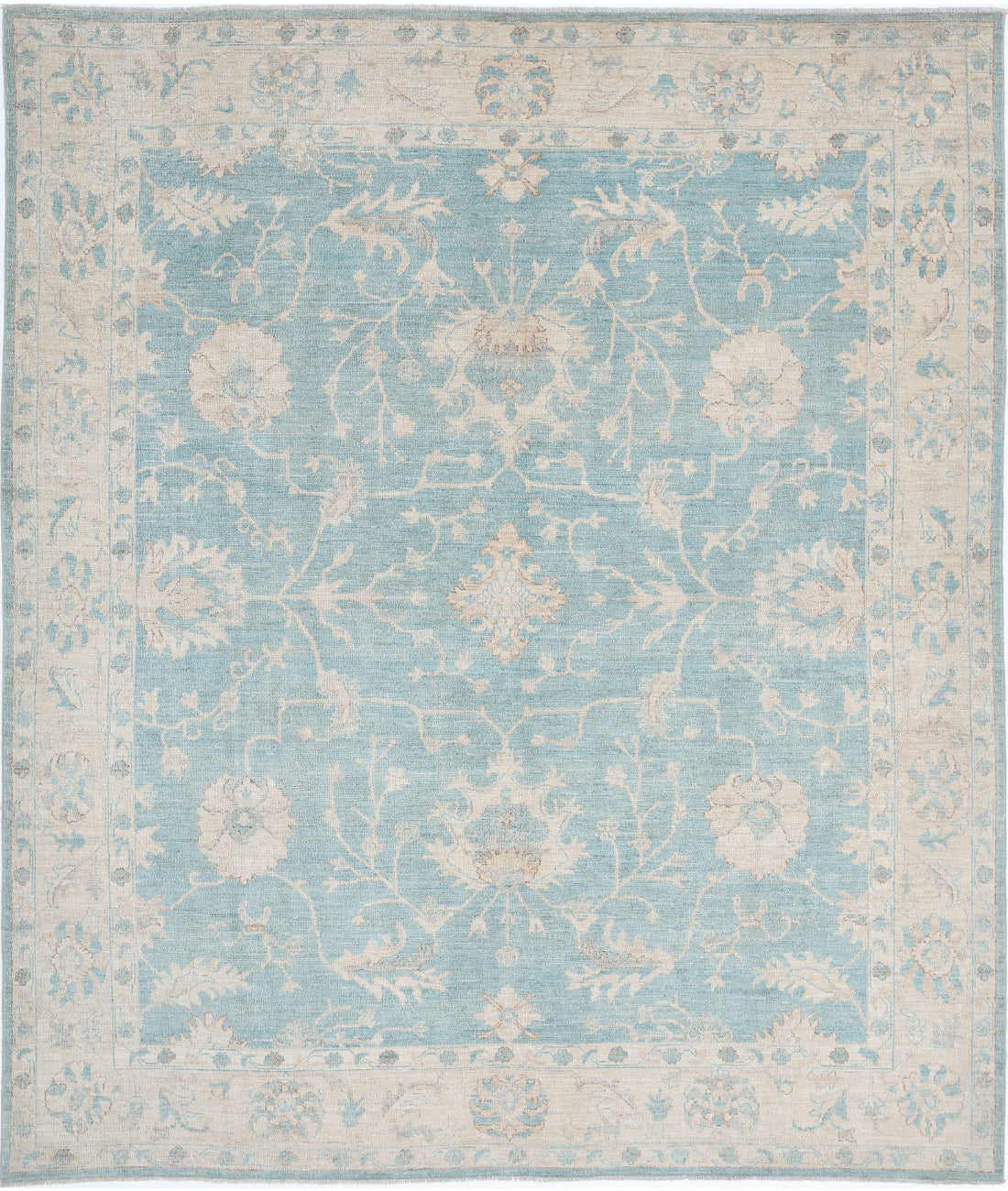 Hand Knotted Oushak Wool Rug - 7'11'' x 9'5''