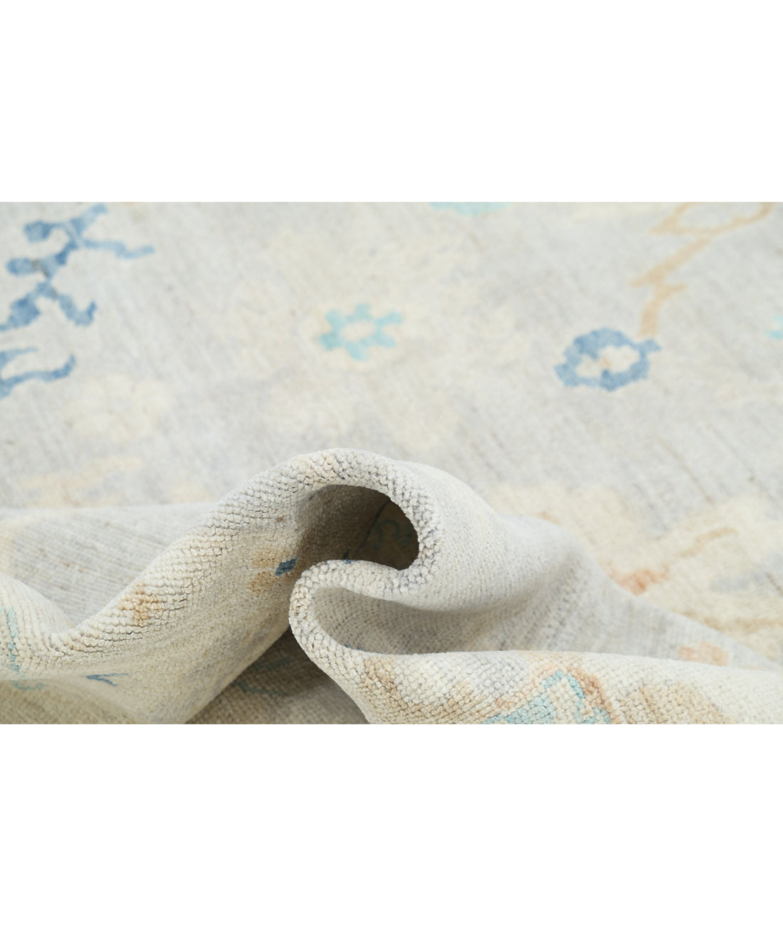 Hand Knotted Oushak Wool Rug - 8'10'' x 11'6'' 8'10'' x 11'6'' (265 X 345) / Grey / Ivory