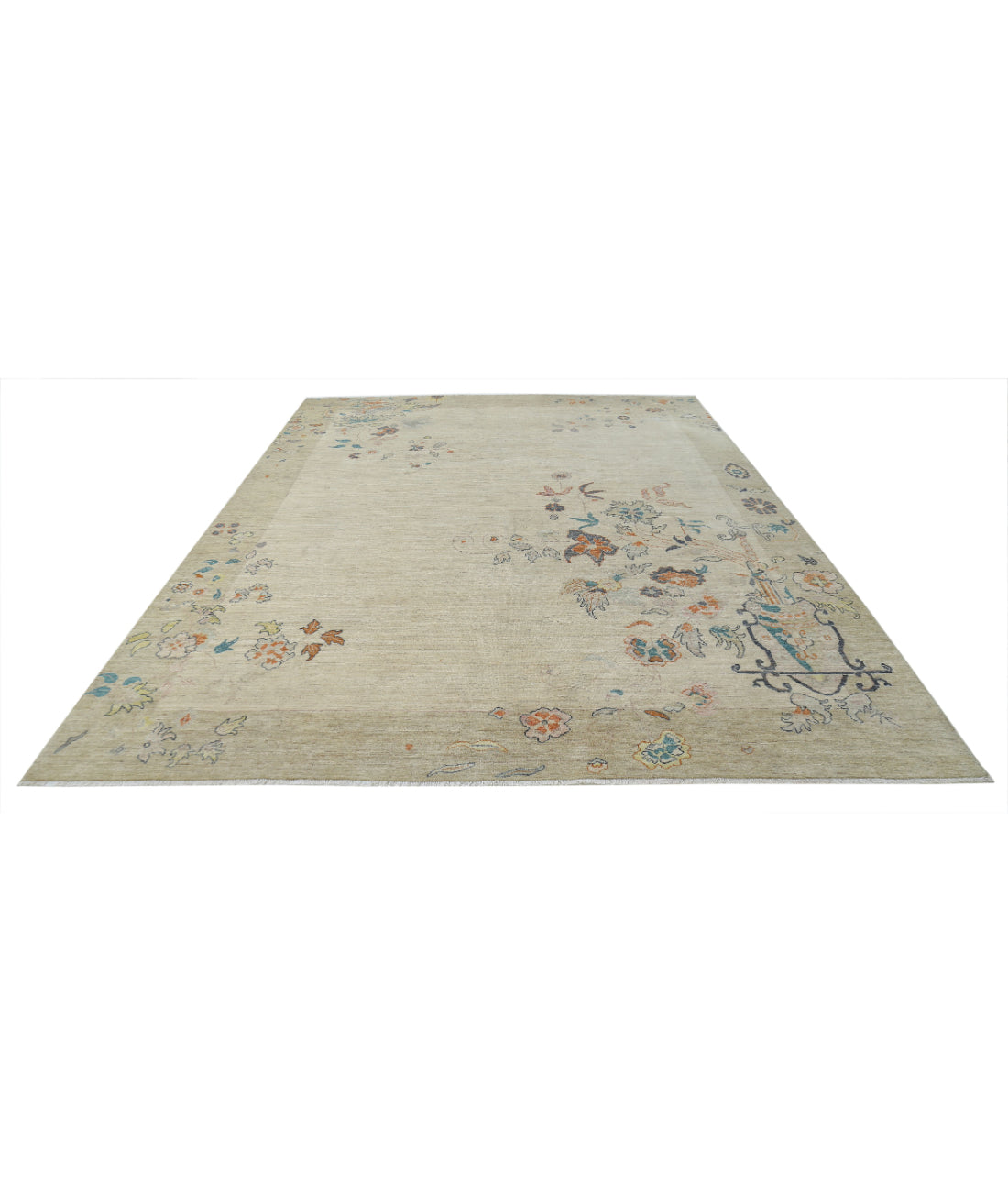 Hand Knotted Chinese Wool Rug - 8'11'' x 11'11'' 8'11'' x 11'11'' (268 X 358) / Gold / Ivory
