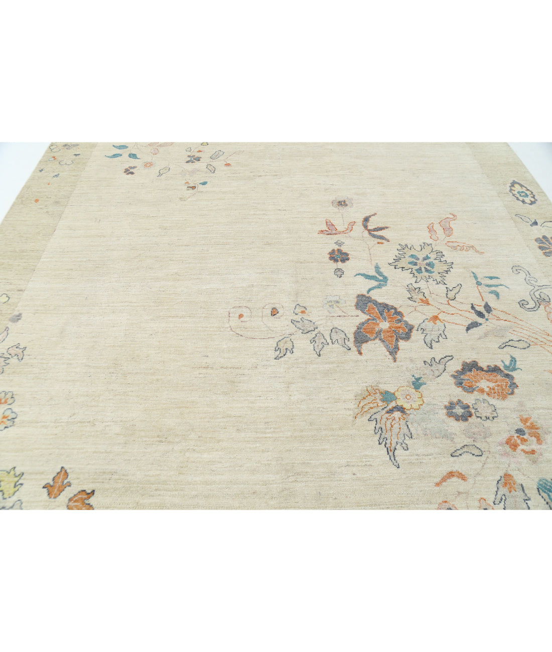 Hand Knotted Chinese Wool Rug - 8'11'' x 11'11'' 8'11'' x 11'11'' (268 X 358) / Gold / Ivory