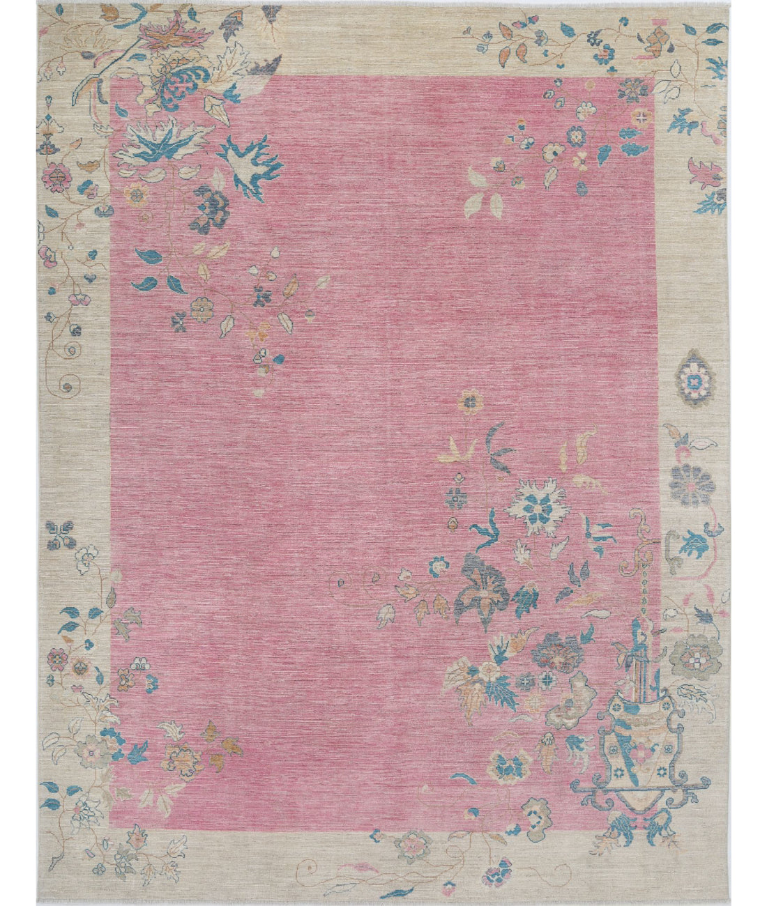 Hand Knotted Chinese Wool Rug - 9&#39;2&#39;&#39; x 11&#39;10&#39;&#39; 9&#39;2&#39;&#39; x 11&#39;10&#39;&#39; (275 X 355) / Ivory / Pink