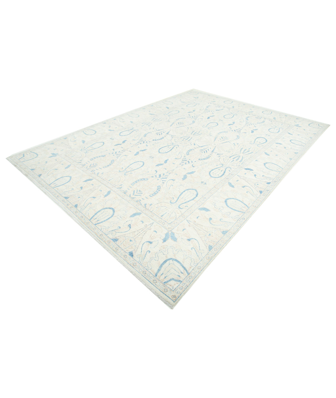 Hand Knotted Oushak Wool Rug - 8'8'' x 12'0'' 8'8'' x 12'0'' (260 X 360) / Ivory / Ivory