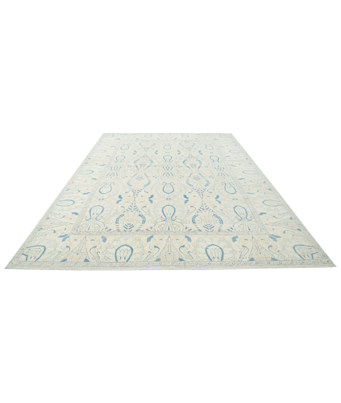 Hand Knotted Oushak Wool Rug - 8'8'' x 12'0'' 8'8'' x 12'0'' (260 X 360) / Ivory / Ivory