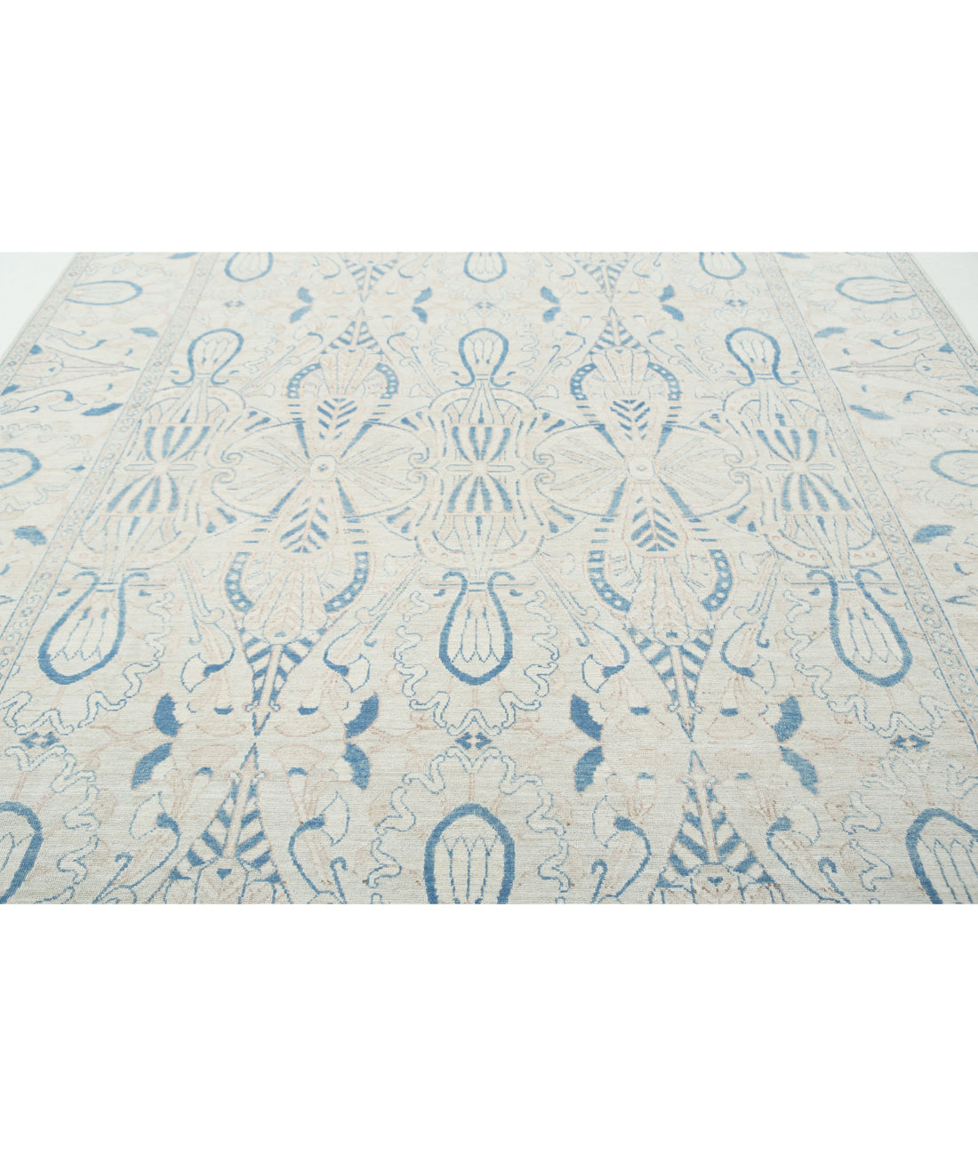 Hand Knotted Oushak Wool Rug - 8'8'' x 12'0'' 8'8'' x 12'0'' (260 X 360) / Ivory / Ivory