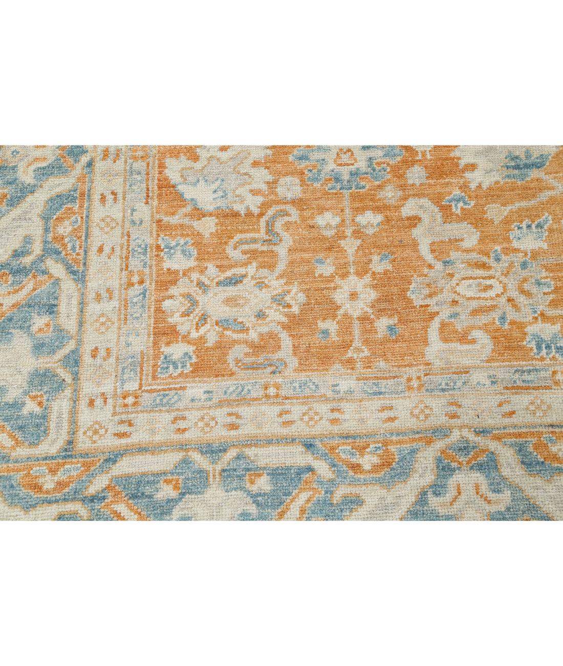 Hand Knotted Oushak Wool Rug - 8'3'' x 10'1'' 8'3'' x 10'1'' (248 X 303) / Orange / Blue
