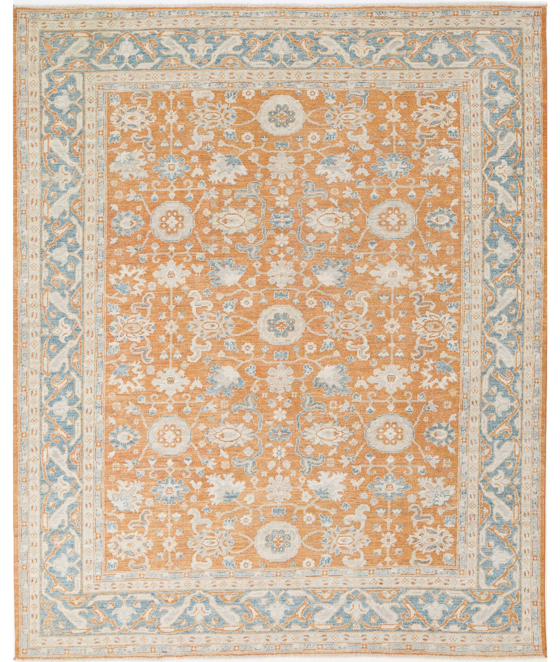 Hand Knotted Oushak Wool Rug - 8'3'' x 10'1''