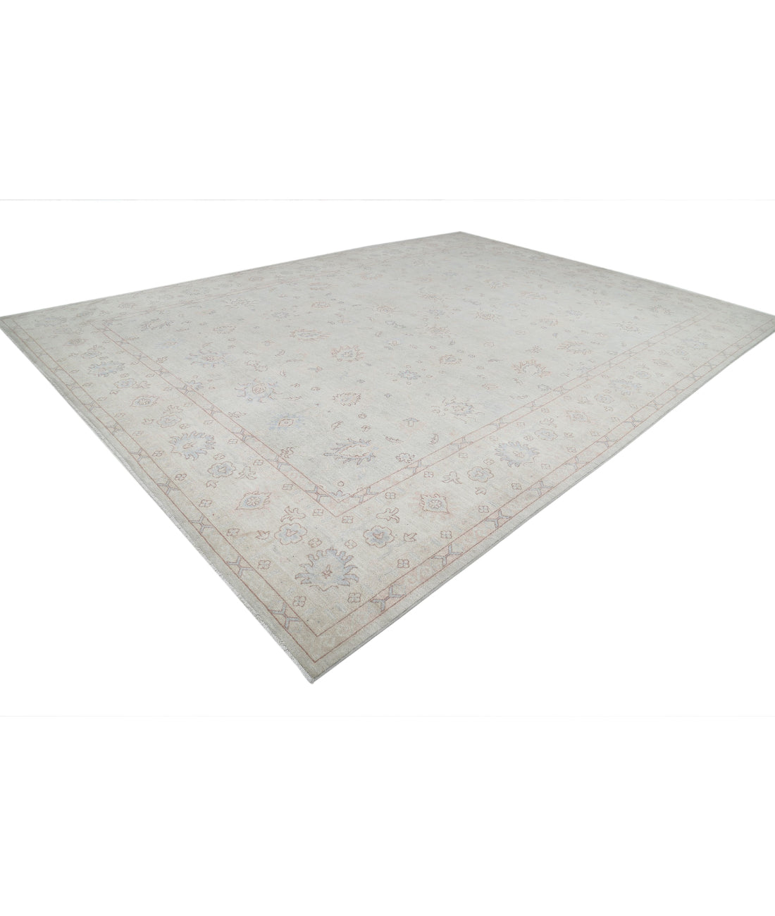 Hand Knotted Oushak Wool Rug - 12'9'' x 17'7'' 12'9'' x 17'7'' (383 X 528) / Grey / Ivory
