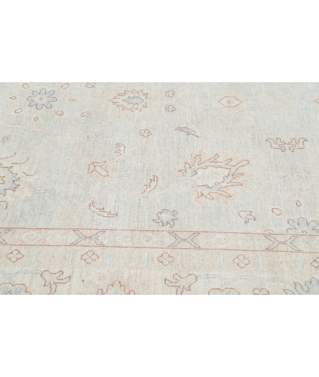 Hand Knotted Oushak Wool Rug - 12'9'' x 17'7'' 12'9'' x 17'7'' (383 X 528) / Grey / Ivory