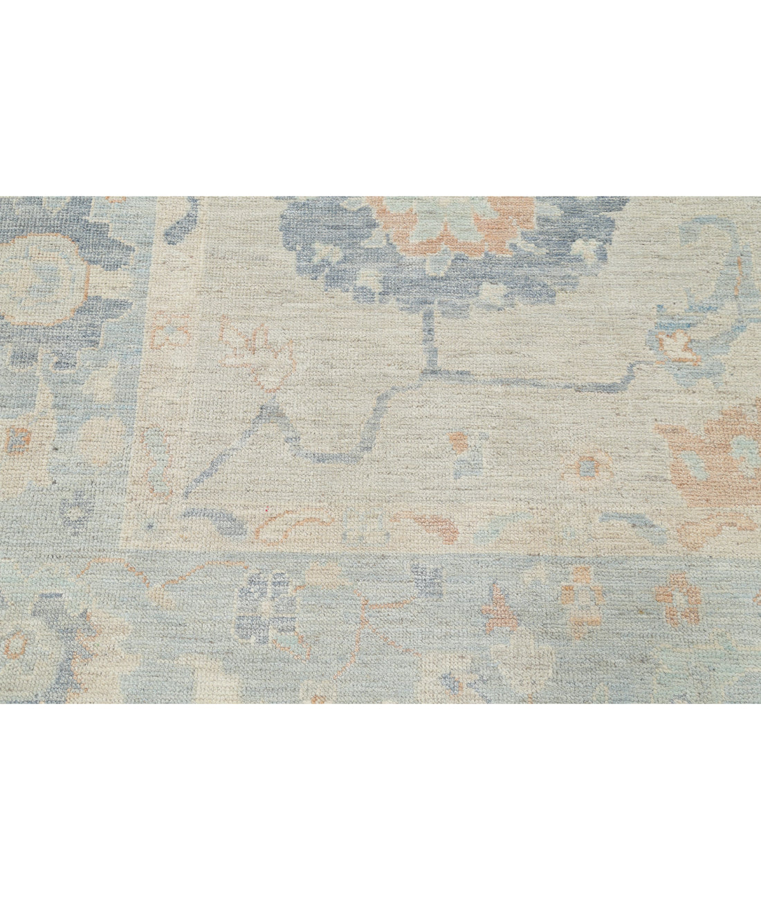 Hand Knotted Oushak Wool Rug - 9'3'' x 11'11'' 9'3'' x 11'11'' (278 X 358) / Grey / Blue