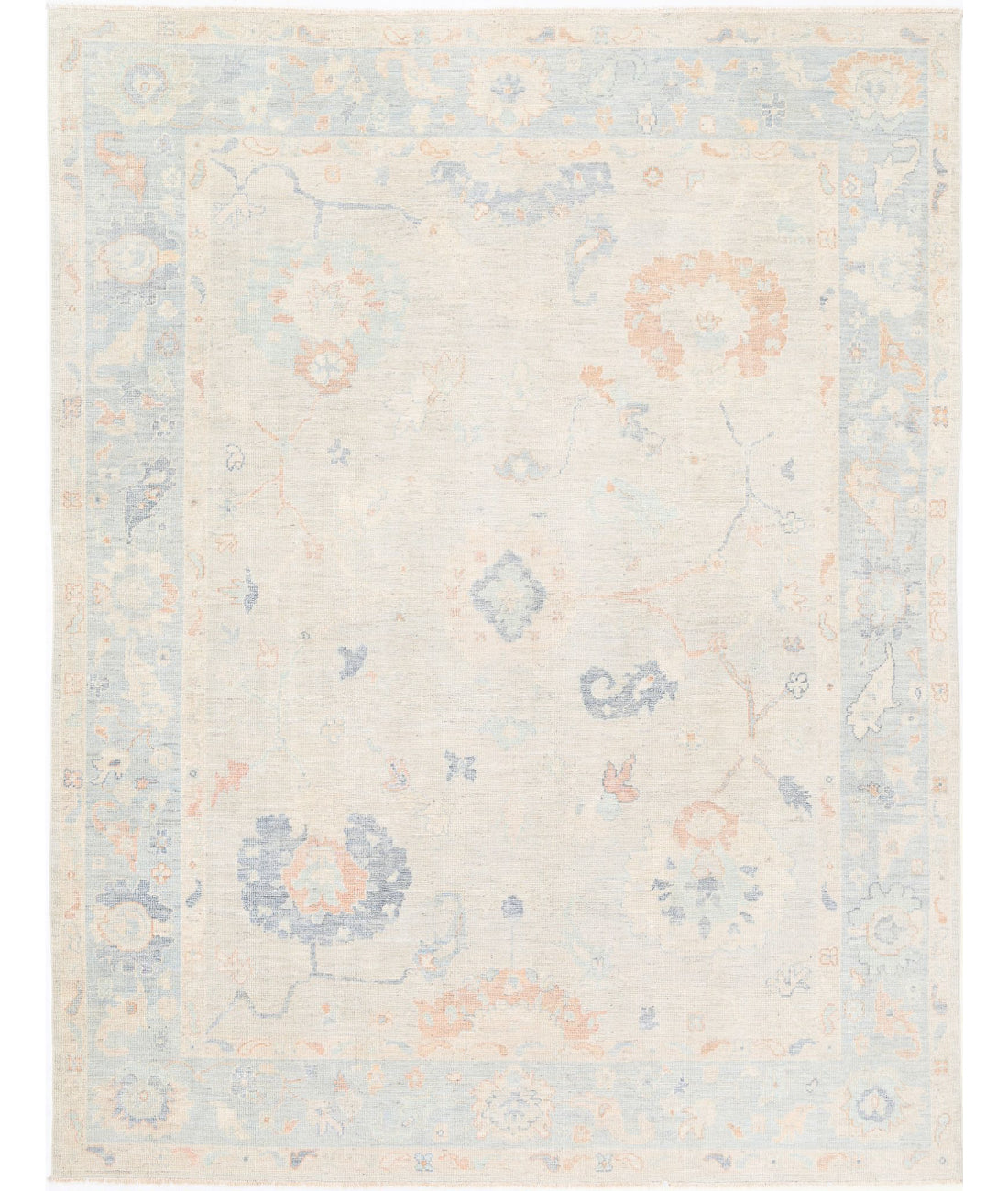 Hand Knotted Oushak Wool Rug - 9'3'' x 11'11''