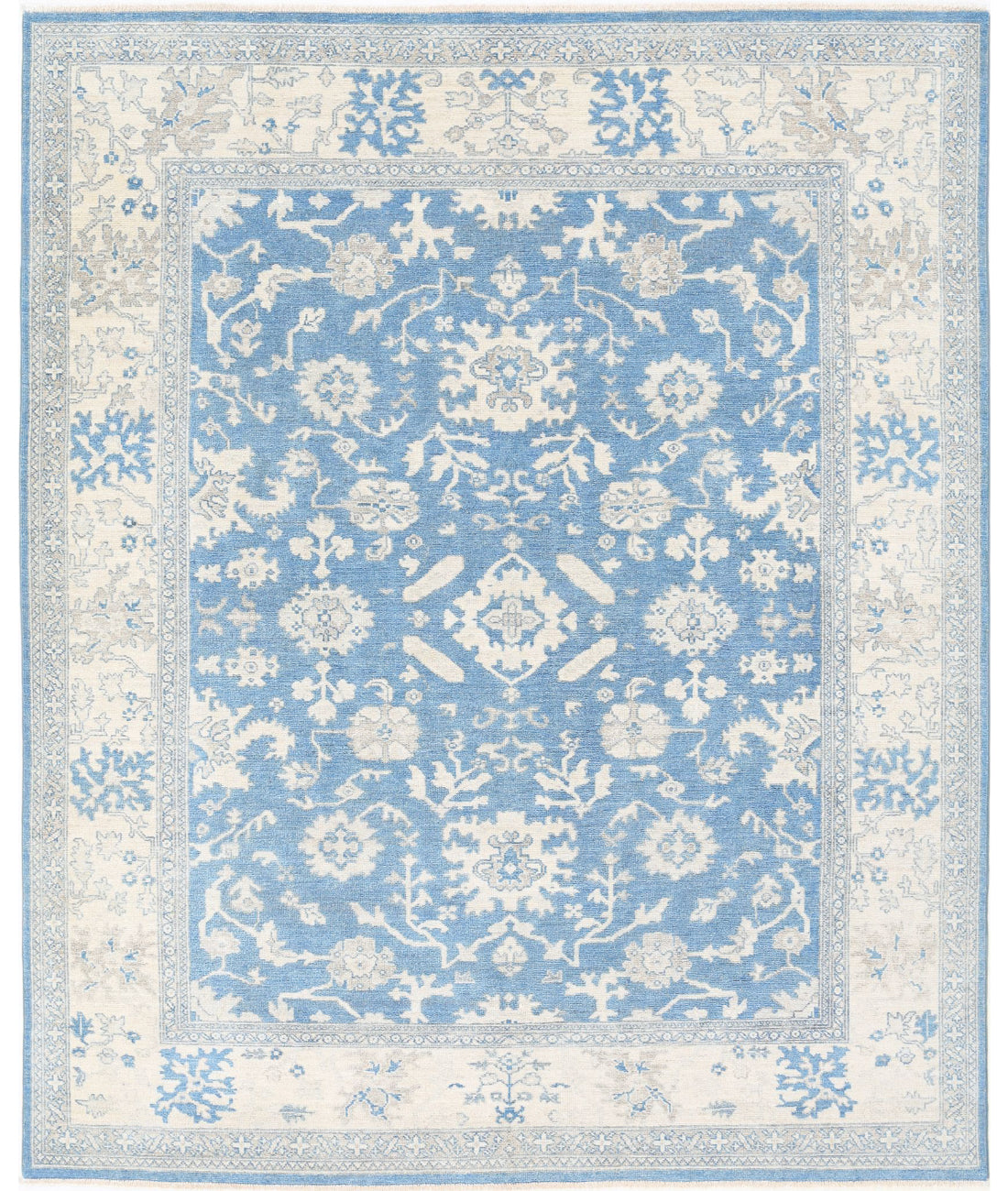 Hand Knotted Oushak Wool Rug - 8'1'' x 9'9''