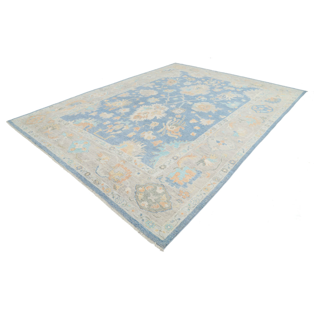 Alfombra de lana Oushak anudada a mano - 9'10'' x 13'6''