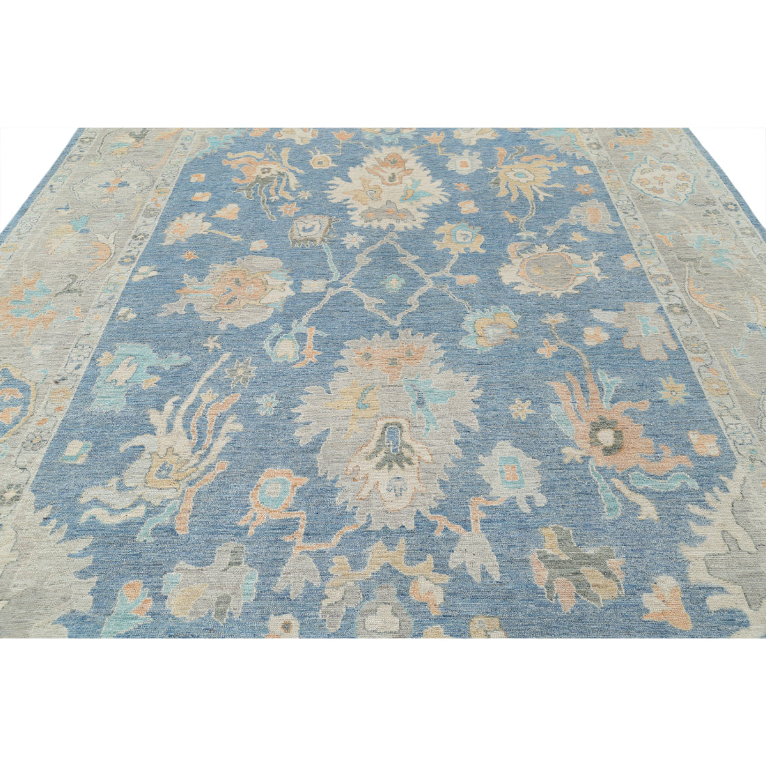 Alfombra de lana Oushak anudada a mano - 9'10'' x 13'6''
